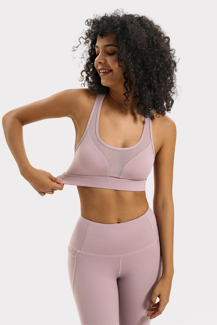 Aja Sport Bra with Phone Pocket in Lotus root purple XL, Yoga Top Padded Athletic Support Top for Her, Yoga Fitness Training Bra, Ladies Comfortable Sportswear