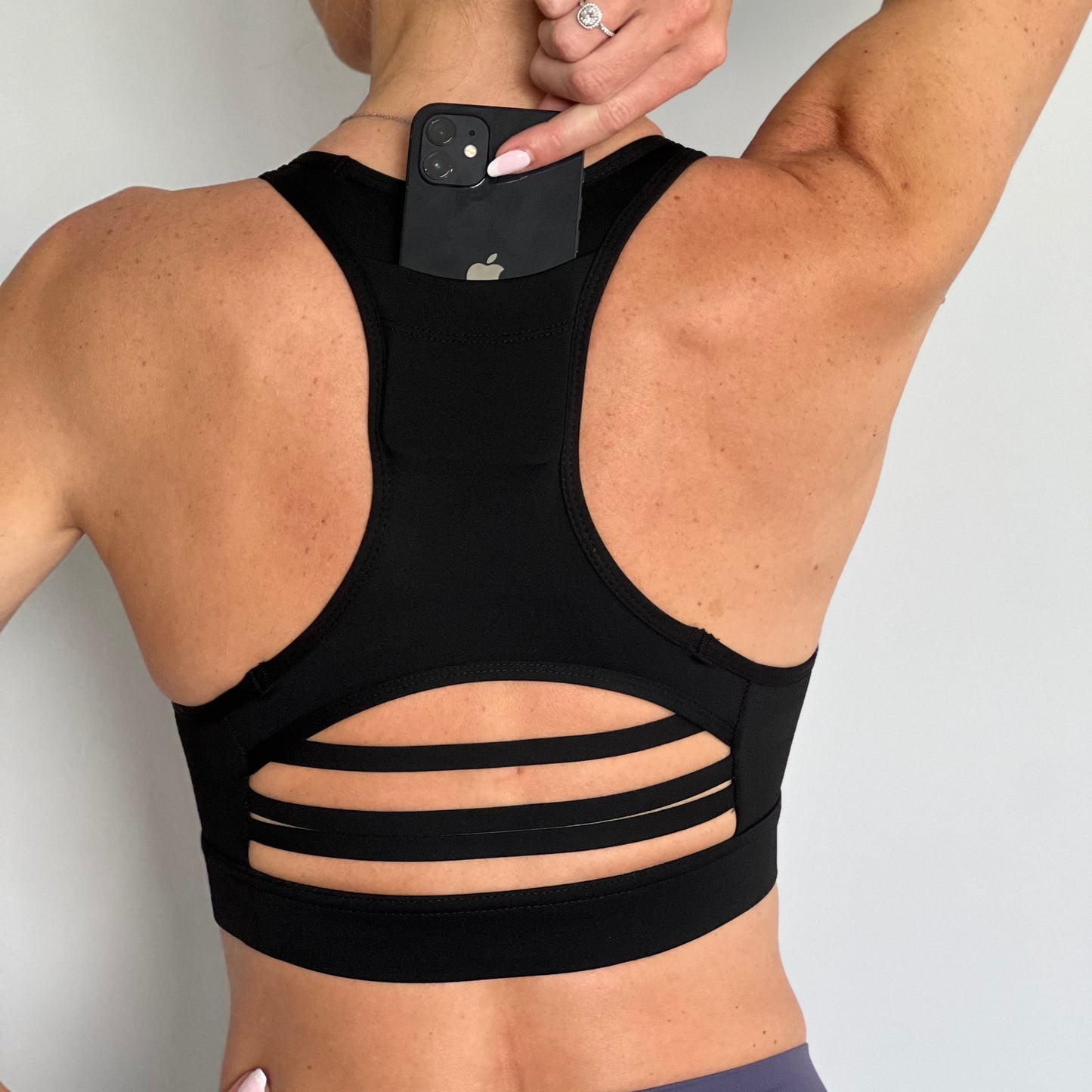 Aja Sport Bra with Pocket, Yoga Top Padded in Black Size Small, Athletic Support Top for Her, Yoga Fitness Training Bra, Ladies Comfortable Sportswear