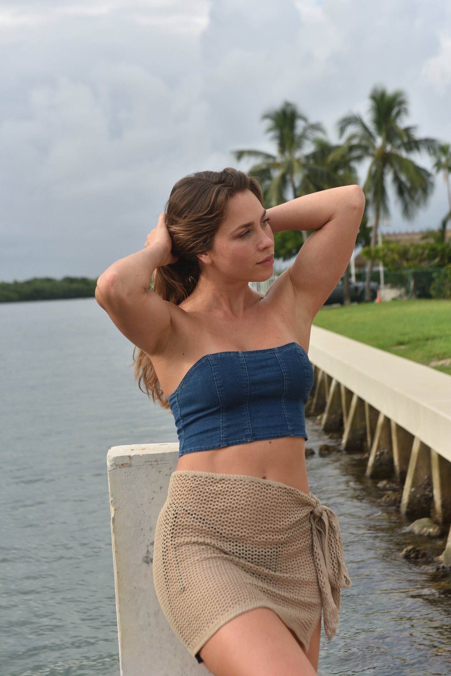 Crop Top Denim Strapless