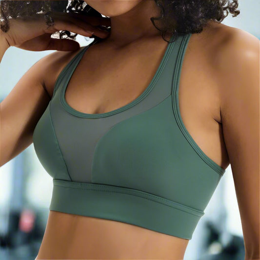 Aja Yoga Bra with Phone Pocket in Green Size Small, Sports Top Padded Athletic Support Top for Her, Yoga Fitness Training Bra, Ladies Comfortable Sportswear